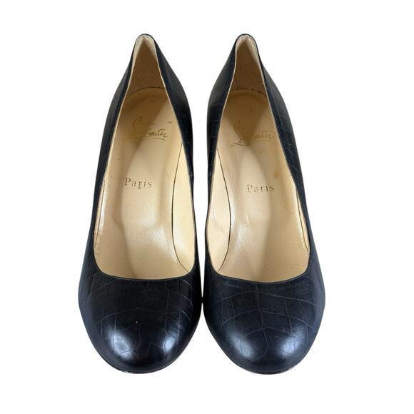 Christian Louboutin Black Crocodile Embossed Leather Pumps 40 | Red Sole Heels - Picture 4 of 10
